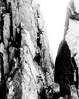 Climbers Prints: Women rock climbing in the Lake District