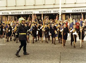 Parading Prints: Women of The Royal British Legion march past the Brighton Conference Centre