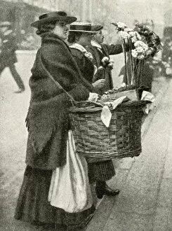 Wickerwork Gallery: Women selling fresh flowers in a Central London street