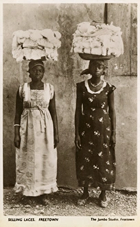 Images Dated 2nd December 2016: Women selling lace, Freetown, Sierra Leone, Africa