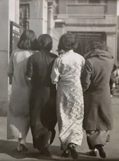 Backs Prints: Four women in a shopping street, China
