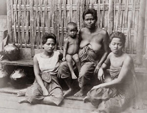 Ethnographic Collection: Women and small child, Siam (Thailand) c. 1880