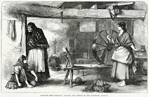 Images Dated 21st April 2021: Women spinning net thread in the Claddagh, Galway, Ireland