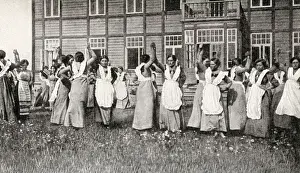 Estonia Prints: Women students at agricultural school, Republic of Estonia