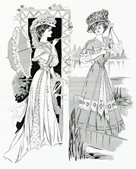 Images Dated 12th August 2017: Two women in summer clothing for Henley Regatta 1907