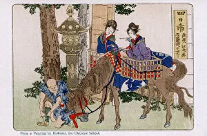 Images Dated 31st May 2018: Two women travelers by Katsushika Hokusai
