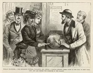 Equality Gallery: Women trying to vote at New York polling station, 1871