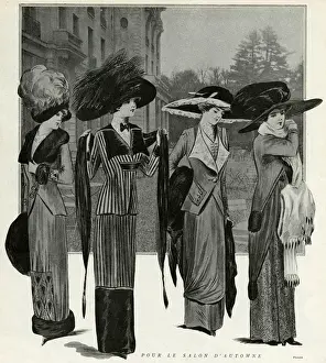 Hobble Prints: Four women wearing autumn jackets 1910