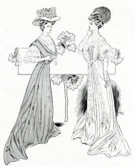 Images Dated 13th October 2017: Women wearing Edwardian dresses 1907