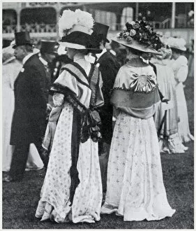 Plumes Collection: Women wearing elegant dresses for the Ascot. Date: June 1909