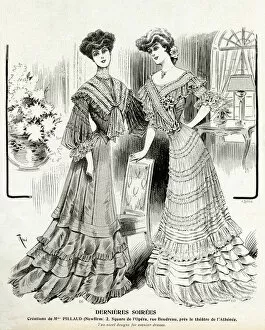 Two women wearing evening dresses 1904