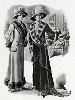 Images Dated 14th March 2016: Women wearing fur-lined winter coats 1909