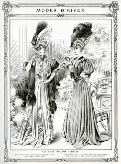 Women wearing tailored winter suits 1905
