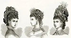 Headdresses Prints: Women wearing victorain headwear 1875