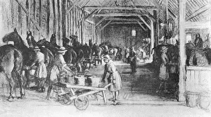Roles Prints: Women working in Army Remount Depot by Cecil Aldin, WW1