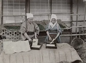 Worms Prints: Women working with silk worms, Japan