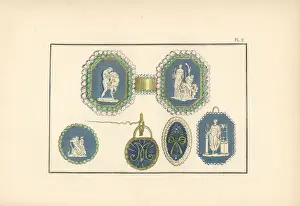 Eloffe Prints: Womens belt badges with classical scenes