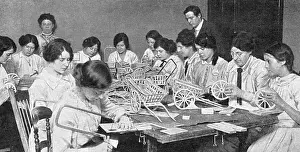 Womens Emergency Corps making toys, WW1