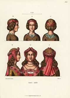 Pietro Collection: Womens headdresses from the mid-15th century