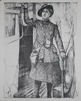 Images Dated 6th November 2013: Womens War Work WW1 Bus Conductress