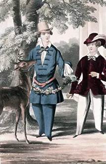 Modes Prints: Women's woodland Fashion with a deer