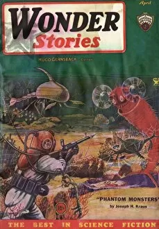 Images Dated 8th July 2011: Wonder Stories Scifi Magazine Cover, Phantom Monsters