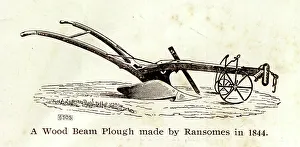 Anglian Prints: Wood beam plough made by Ransomes of Ipswich