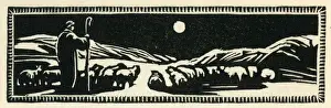 Woodcut print in Come Christmas