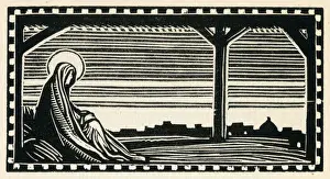 Woodcut print in Come Christmas