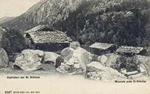 Valais Prints: Wooden Alpine huts near to St. Niklaus, Switzerland