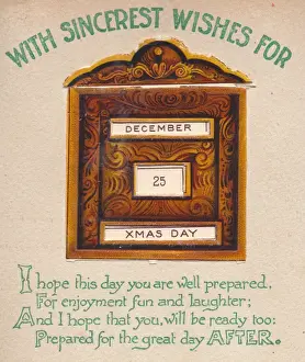 Wooden calendar on a Christmas card