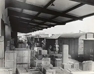 Erding Prints: Wooden Crates Unloaded by Airmen from a Train During the?
