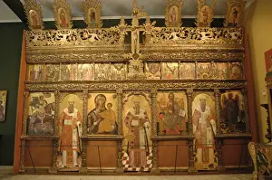 1690 Prints: Wooden iconostasis with St. Demetrius, Pope Clement, Virgin