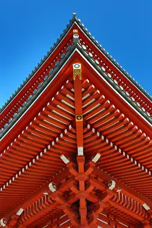 Wooden roof at Shinto Shrine at the Senso-Ji Temple, Tokyo