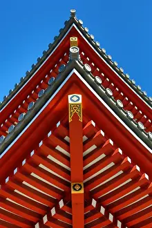 Eaves Prints: Wooden roof at Shinto Shrine at the Senso-Ji Temple, Tokyo