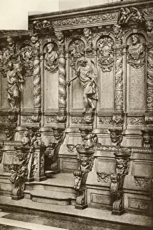 Twisted Prints: Wooden stalls in primary church, Vilvorde, Belgium
