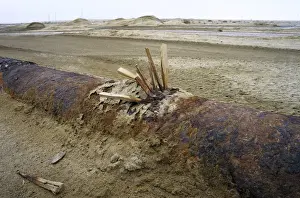 Habitats Prints: Wooden wedges are used to fix a leakage - an old