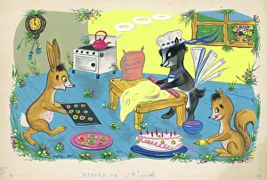 Woodland animals as children playing