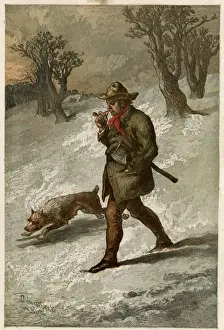WOODMAN & DOG IN SNOW WOODMAN & DOG IN SNOW