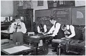 Acland Collection: Woodwork classroom for boys who continued their education at Acland County Council School