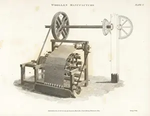 Abrahamrees Prints: Wool manufacturing machine from the 18th century