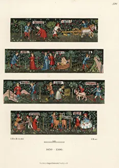 Iillustration Gallery: Wool tapestry of rural pursuits from the 15th century