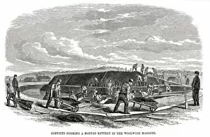 Woolwich hulks - convicts form mortar battery