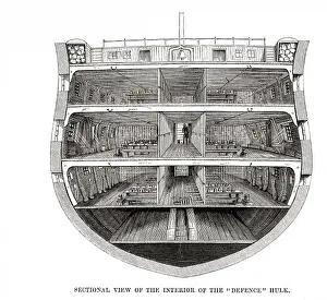 Hulks Prints: Woolwich hulks - interior view of Defence