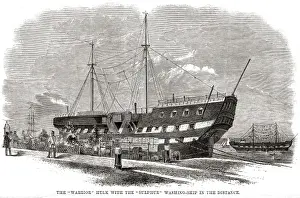 Hulks Prints: Woolwich hulks - Warrior and Sulphur