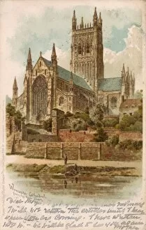Images Dated 28th July 2011: Worcester Cathedral from the River Severn