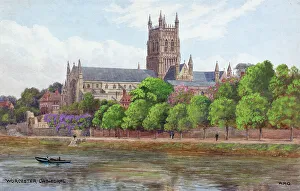 Severn Prints: Worcester Cathedral and River Severn, Worcester