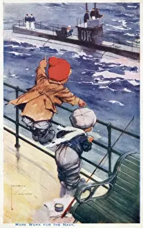 Shouting Prints: More Work For The Navy - postcard by Lawson Wood