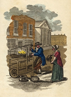 Any work for the tinker? He works in a London street with the fires burning on his cart, waiting for people to bring him things to mend. A woman obliges Work for the Tinker?