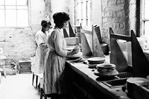 Earthenware Prints: Workers in an earthenware pottery factory, Victorian period